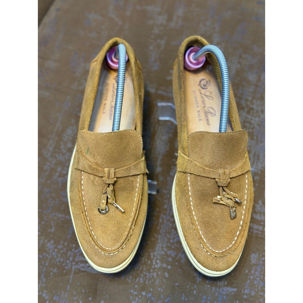 Loro Piana Summer Walk Tan Suede Loafers Made in Italy Size 37